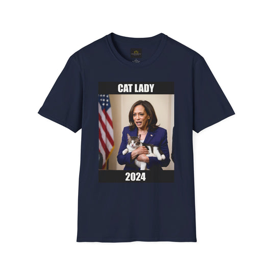 Cat Lady Kamala Harris 2024 Political Campaign Unisex Softstyle T-Shirt